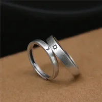 Sun Moon Couple Rings Set Open Adjustable Ring Eachother Lovers Minimalist ring gift Engagement Wedding Rings Bride Jewlery 2