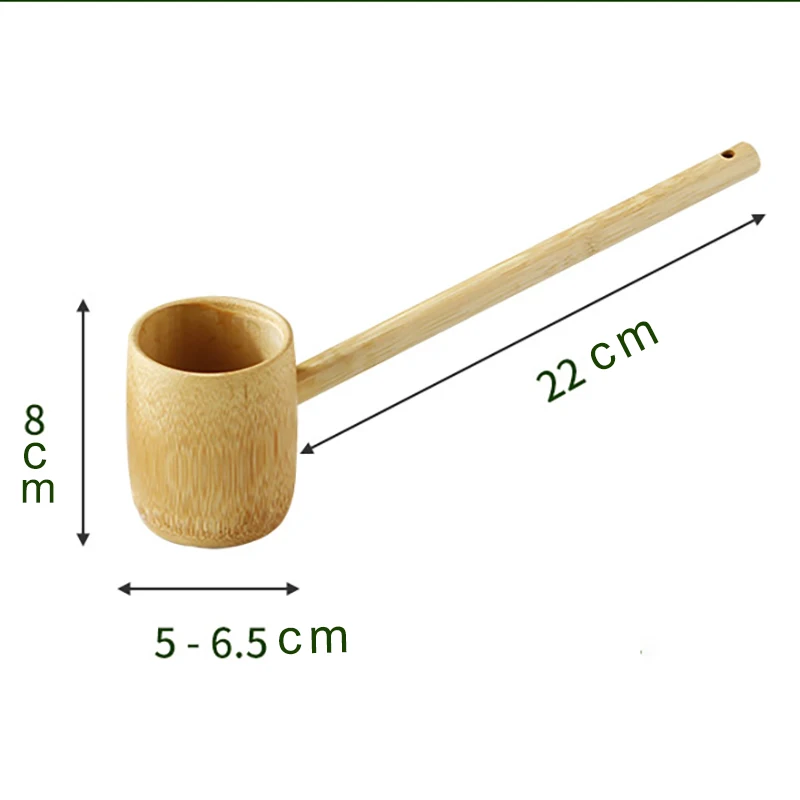 Bamboo Bath Spoon Water Ladle with Long Handle Japanese Style Water Scoop Take Restaurant Salt Scoop Bamboo Home Accessories