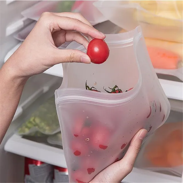1Pc Újrafelhasználható Szilikon Élelmiszer -Tároló Táska Álljon Fel Cipzáras Szivárgásálló Tartályok Friss Ételtároló - Image 3