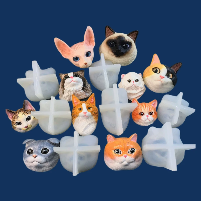 Cute kitten Head Plaster Mold British Shorthair Persian Cat Animal