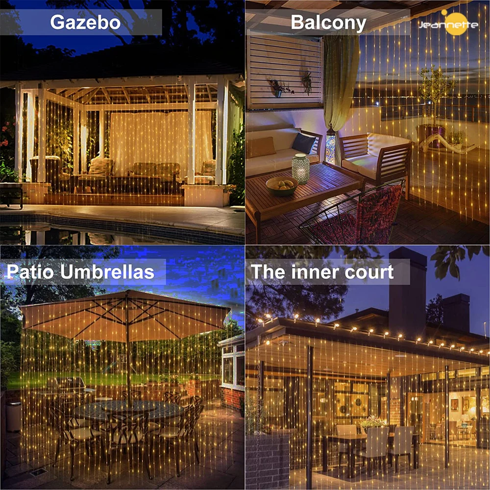 Guirnalda de luces Led de hadas solares, cadena de alambre de cobre, 3x3m, alimentada por batería, para dormitorio, jardín, fiesta, boda, decoración de cortina