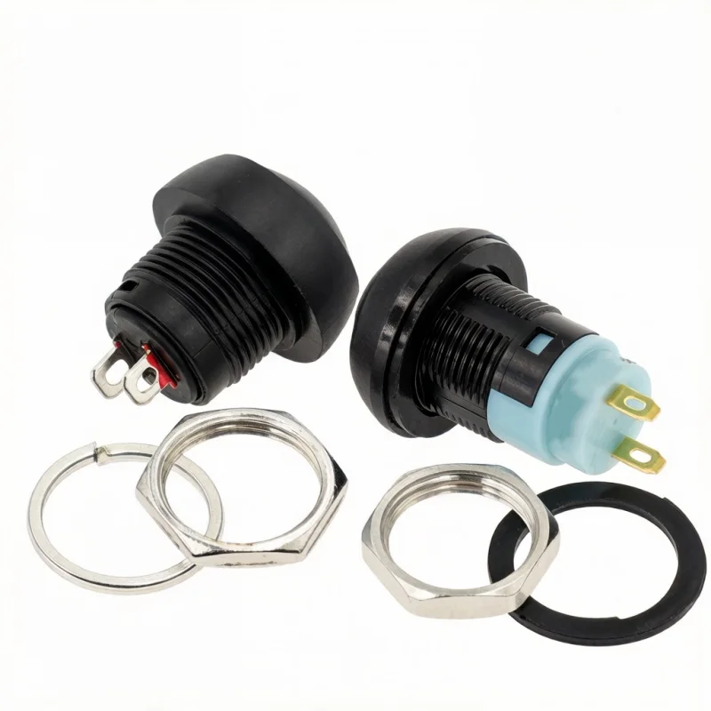 5PCS 미니 12mm 푸시 버튼 스위치 2핀 순간 방수 자동 리셋 잠금 기능이 있는 원형 PBS-33A/B 7색 DIY