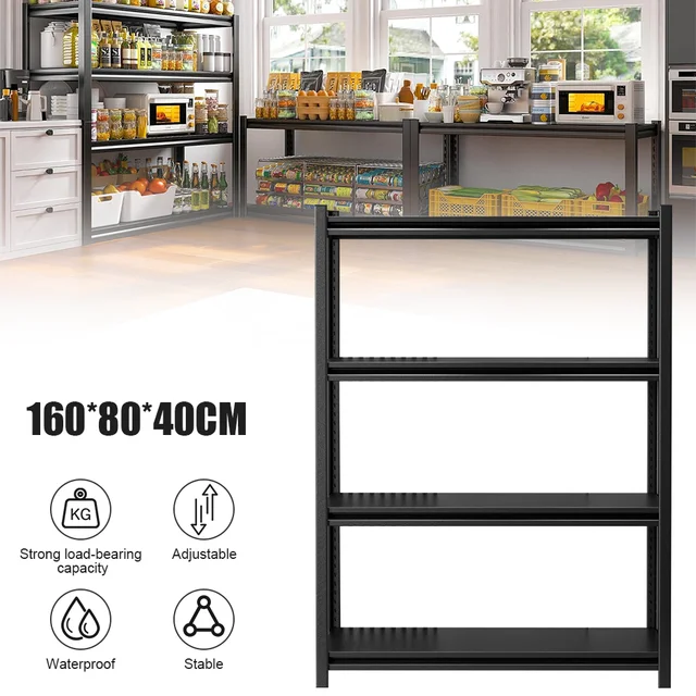 Étagères de rangement à 4 niveaux, étagère métallique réglable, unité d'étagère de Garage robuste, étagères de rangement pour entrepôt et balcon 2