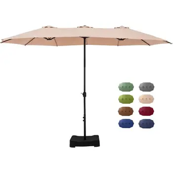 Large Double-Sided Crank Patio Umbrella with Base 1