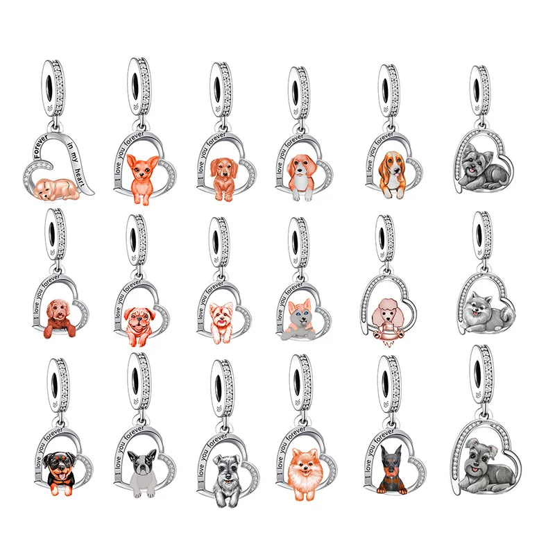 Fc Jewelry Fit Original Charm Bracciale 925 Silver Sweet Puppy Yorkshire Schnauzer Pomerania Dog Bead Per Fare Le Donne Berloque
