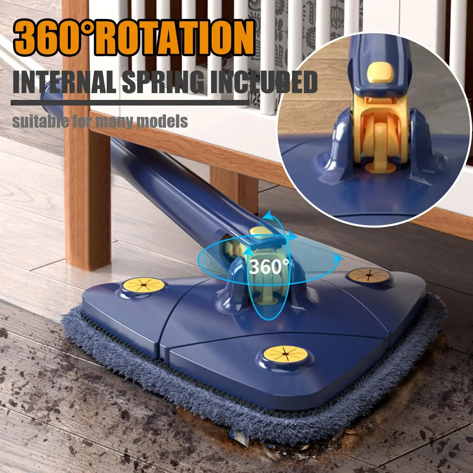 

New Extendable Triangle Mop 360 Rotatable Adjustable 110cm Cleaning Mop For Tub Tile Floor Wall Cleaning Mop Deep Cleaning Mop