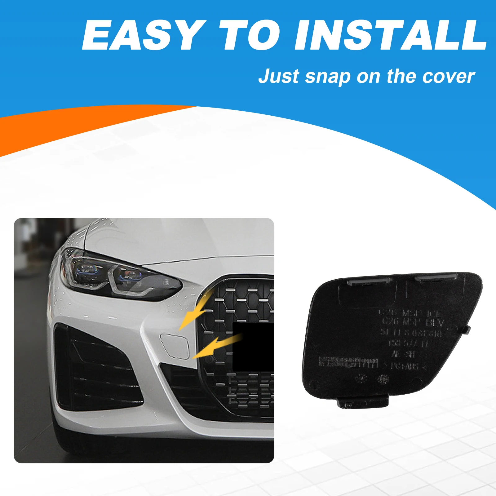 BMW G22 G26 I4 4 시리즈 2021 2022 2023용 프론트 범퍼 견인 고리 커버 캡 견인 고리 51115A0F324