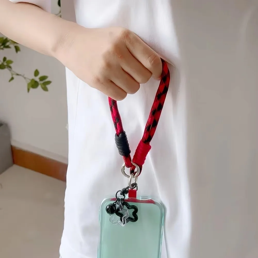 귀여운 도파민 컬러풀 스타 폰 스트랩 분실 방지 카메라 체인 손목 스트랩 펜던트 짧은 끈 카드 키체인 유니버설