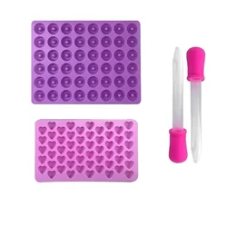 Gummy Bear Candy Mold Kit with Droppers - Silicone Non - Stick Multi - Shape Jelly and Chocolate Kitchen Tool (DE Style)