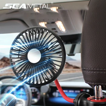 SEAMETAL Multidirection Car Back Seat Fan 3-speed Wind Adjustment USB Auto Cooling Fans 5 Fan Blades for Summer Car Accessories 1