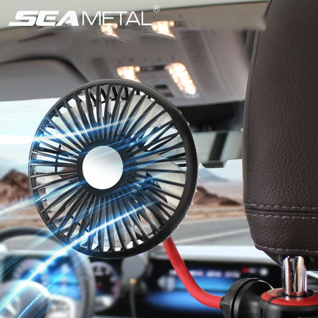 SEAMETAL Multidirection Car Back Seat Fan 3-speed Wind Adjustment USB Auto Cooling Fans 5 Fan Blades for Summer Car Accessories 1