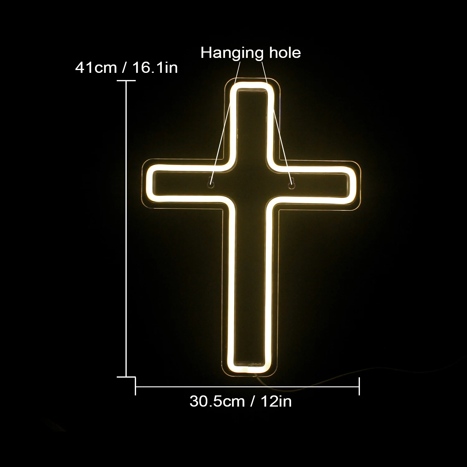 Wanxing – enseigne néon LED en forme de croix, USB, avec interrupteur mural, lampe suspendue artistique, pour vacances, Bar, fête, mariage, Club, décor de salle de maison