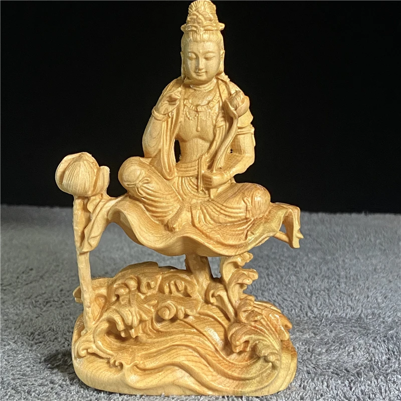 

Древесная резьба по дереву скале, Бесплатная статуя Будды Avalokitesvara, украшение для автомобиля, твердая древесина, для дома и офиса, Настольная технология