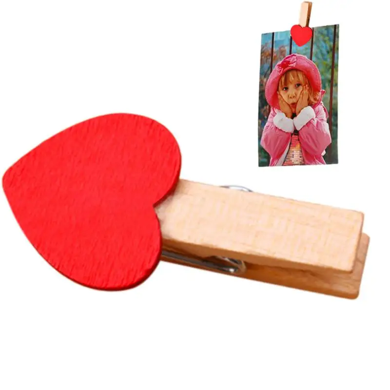

Heart Wooden Clips Red Heart Small Pin Clip 1.37inch Tight Clamp Not Fray Rope Post Notices Handy Read Pins Photo Paper Holders