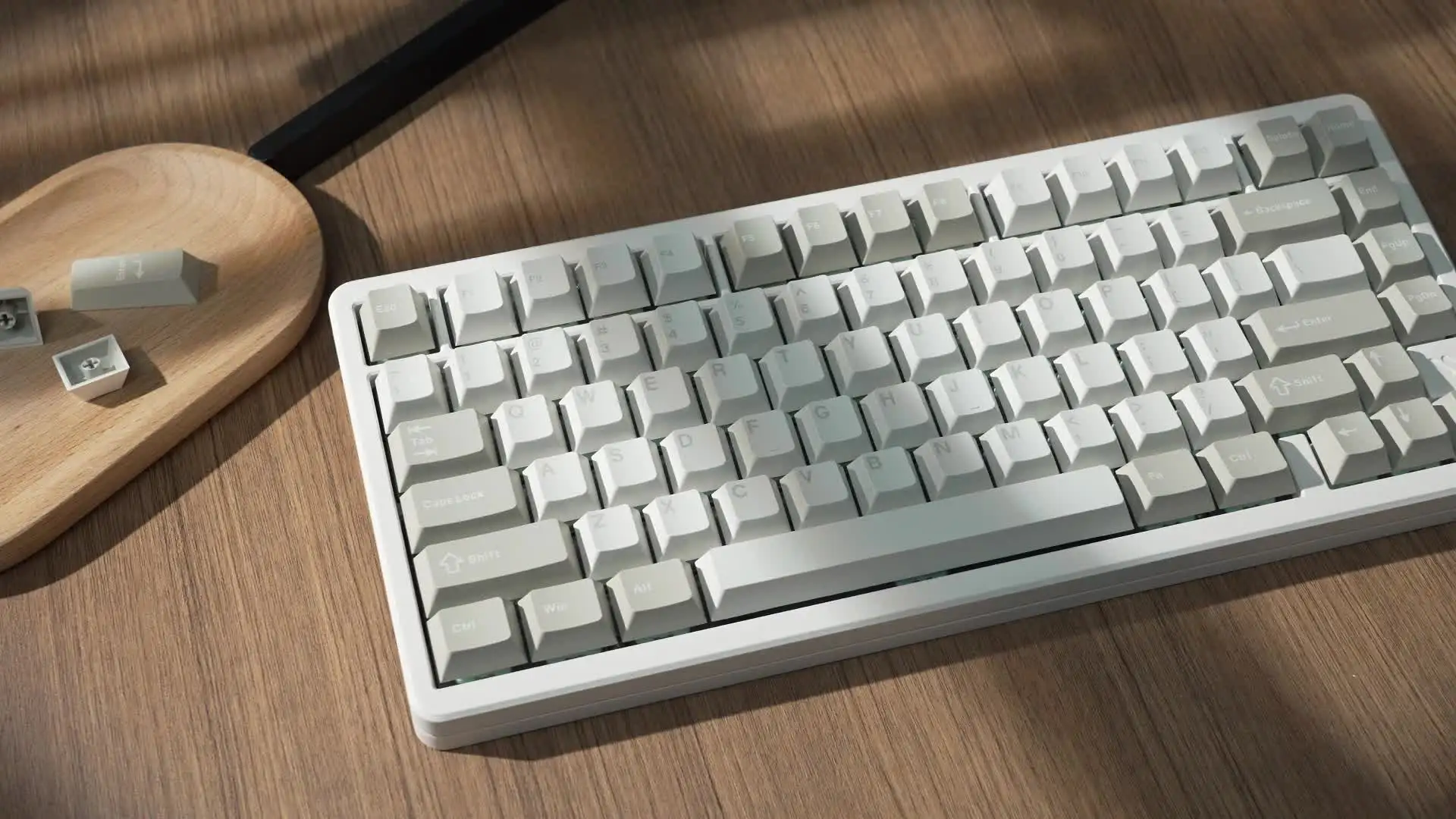 138 キーレトロ白グレー赤 PBT キーキャップダブルショットチェリー