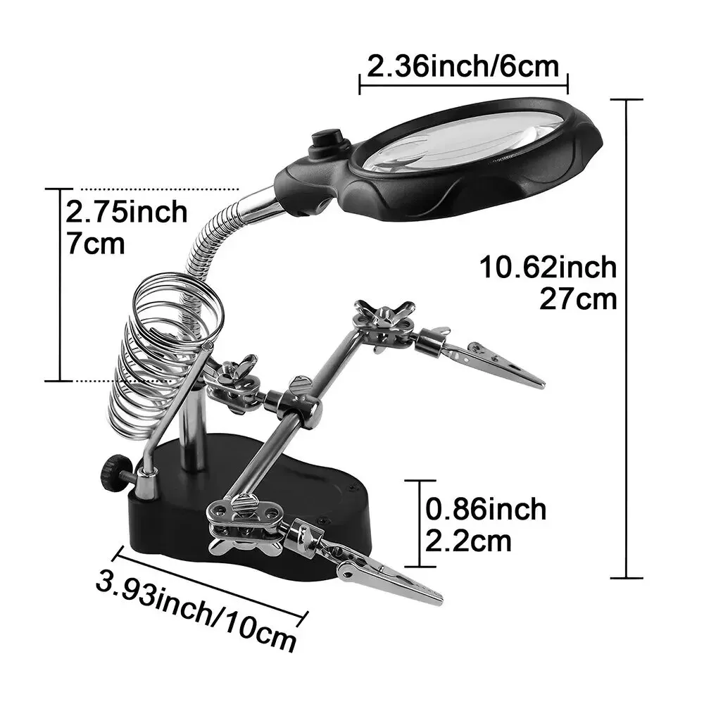 Welding Magnifying Glass 3.5X 12X Welding Auxiliary Clip Magnifier Electric Soldering Iron Circuit Board Welding Iron Bracket Tools