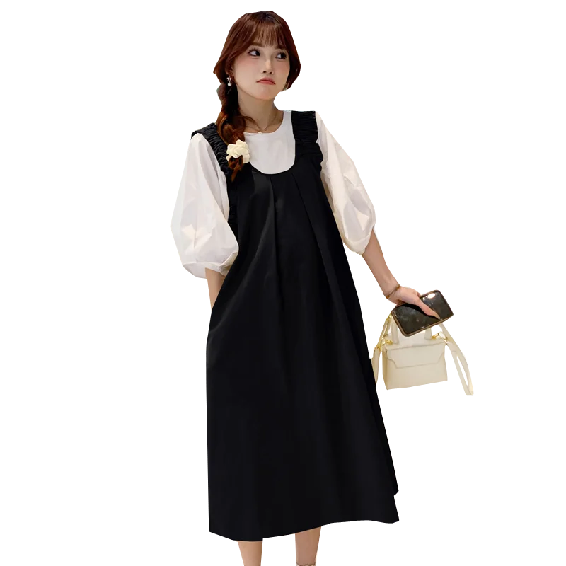 P74049# Maternity Clothes Suspender Loose Elegant Cute Sweet Style Slim Pregnancy 2 Pcs Maternity