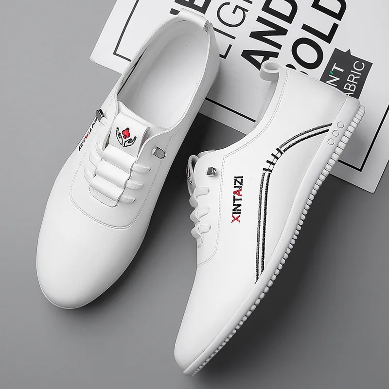 2024 casual men leather shoes Versatile Business White footwear Fashion anti slip comfortable loafers male new lightweight flat 3