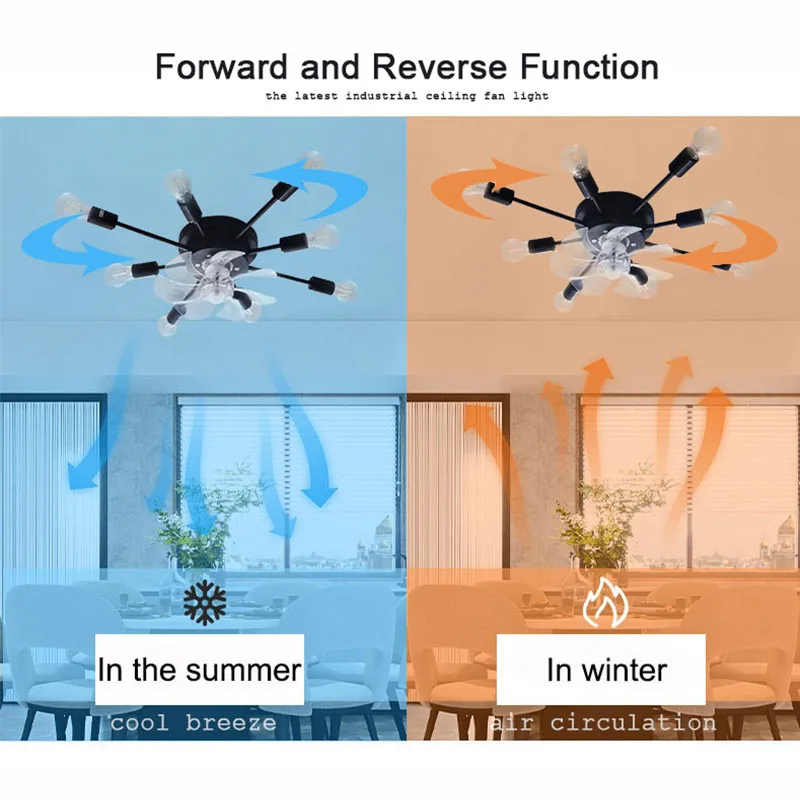 Low Floor Bedroom Ceiling Fans Lights With Remote Control Industrial Silent Fan Ventilator Invisible Blades LED Ceiling Lamps