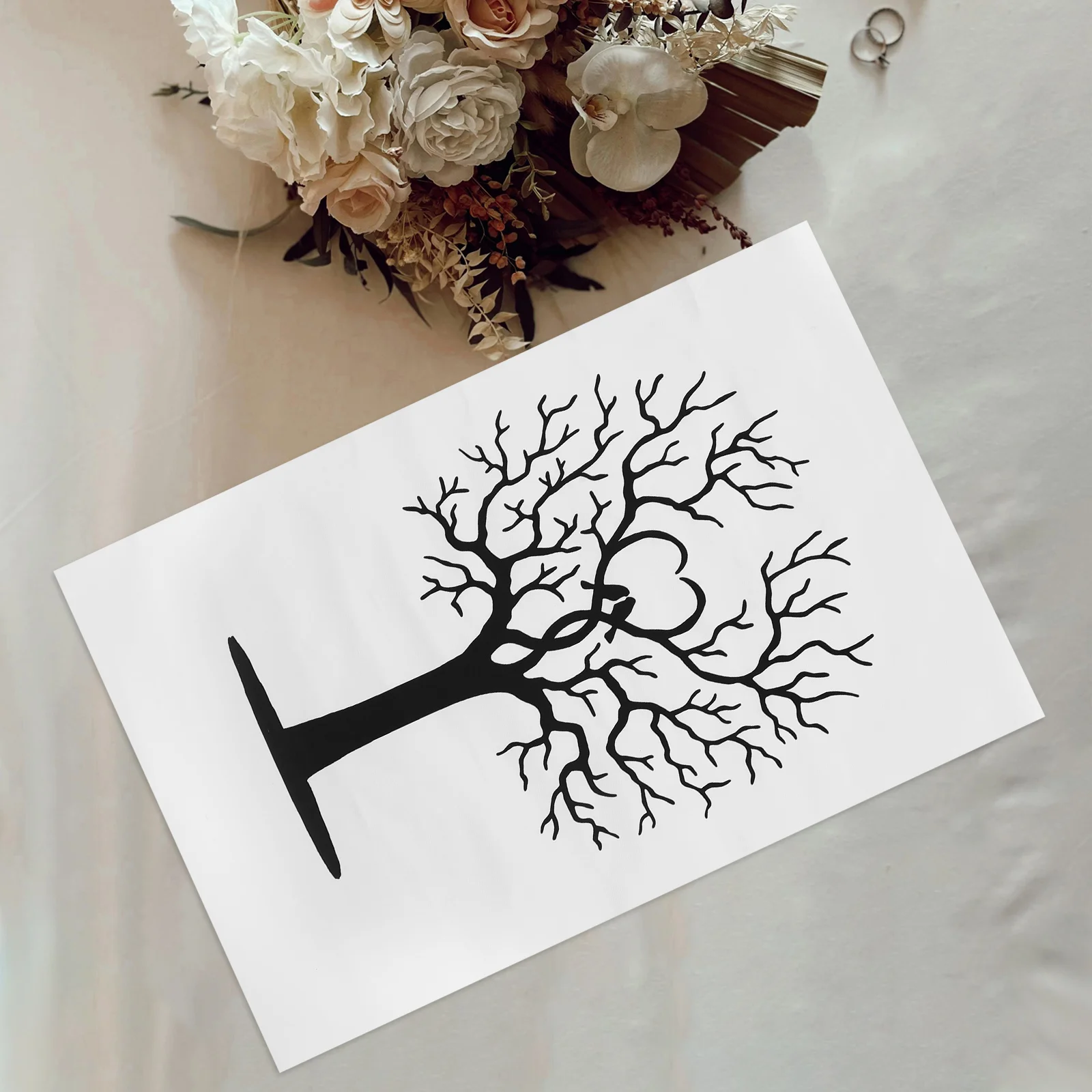 40 X Fingerprint Tree for Baby Shower Wedding Guest Book Fingerprints Signing Canvas European Style
