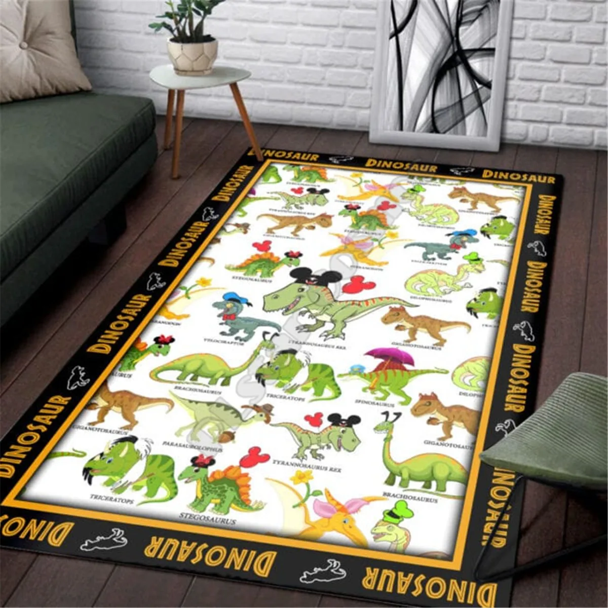 Dinosaur Lover Rectangle Rug 3D Print Rug Parlor Mat Area Rug Anti-slip Large Carpet Rug Living Room Decor 01