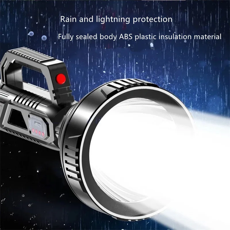 

Portable Powerful Searchlight LED Flashlight USB Rechargeable Spotlight Outdoor Camping Emergency Lamp Waterproof Handheld Torch