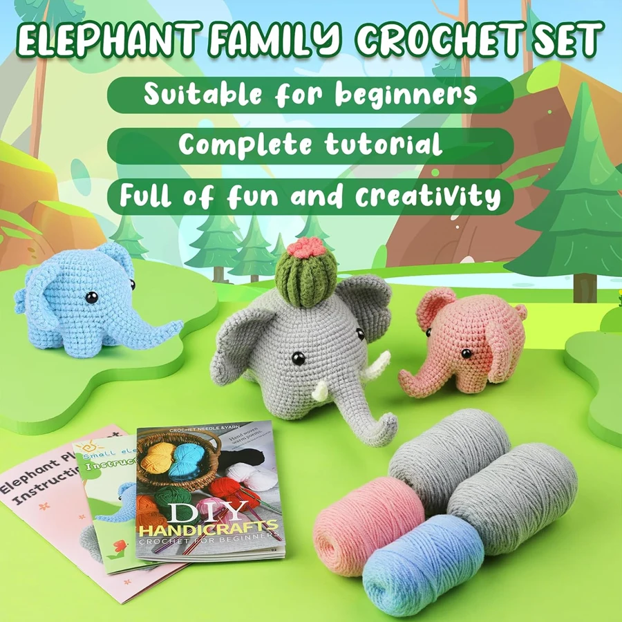 Adorable Elephant Family Crochet Kit 9 S03b762622f424da29ae9ab6dac11b7f20