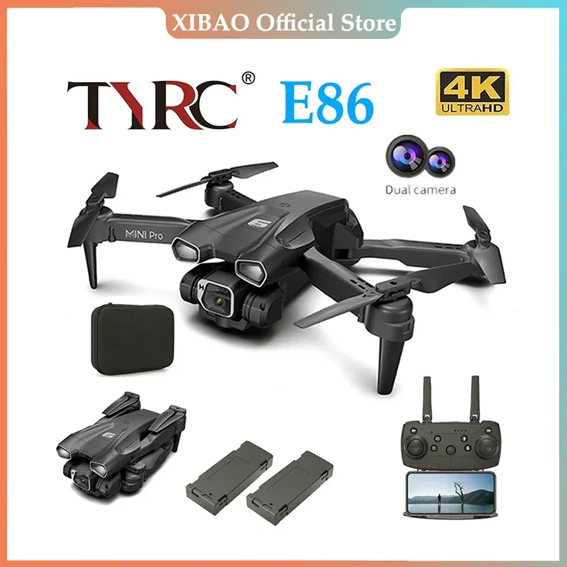 YTRC 쿼드콥터 XK E86 프로 와이파이 FPV 드론, 광각 HD 4K 1080P 카메라, 높이 고정 RC 접이식 쿼드콥터 드론 장난감 선물