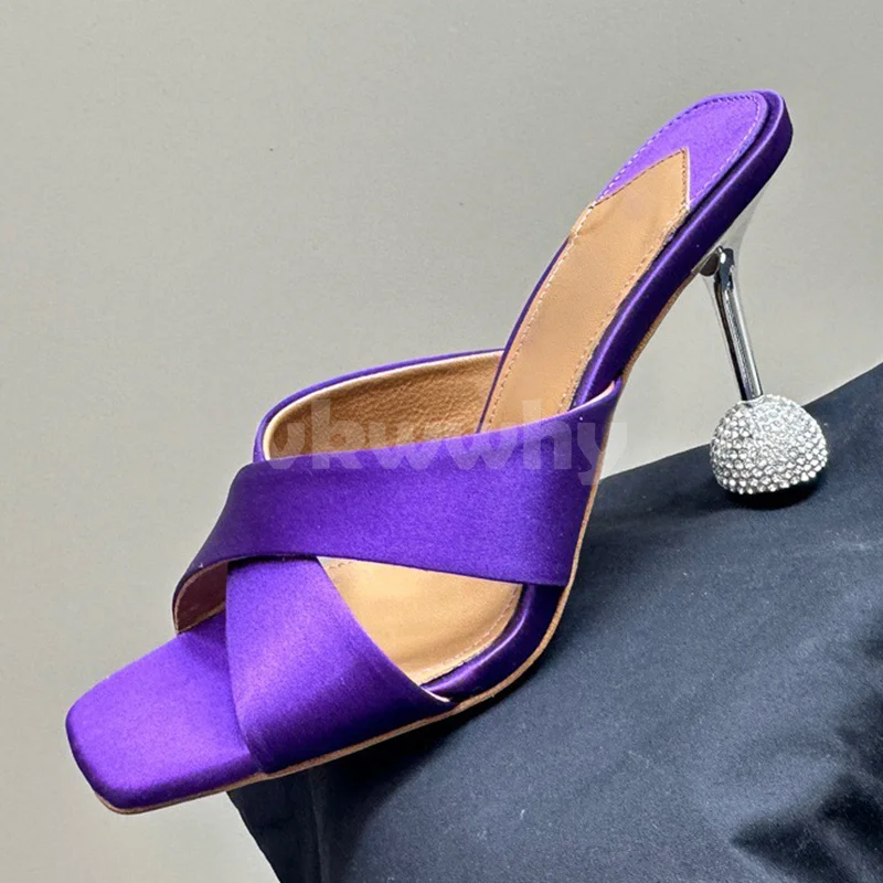 

Summer New Style Female Slippers Mixed Colors Upper Heel Diamonds Decoration Women Shoes Temperament Elegant Slippers