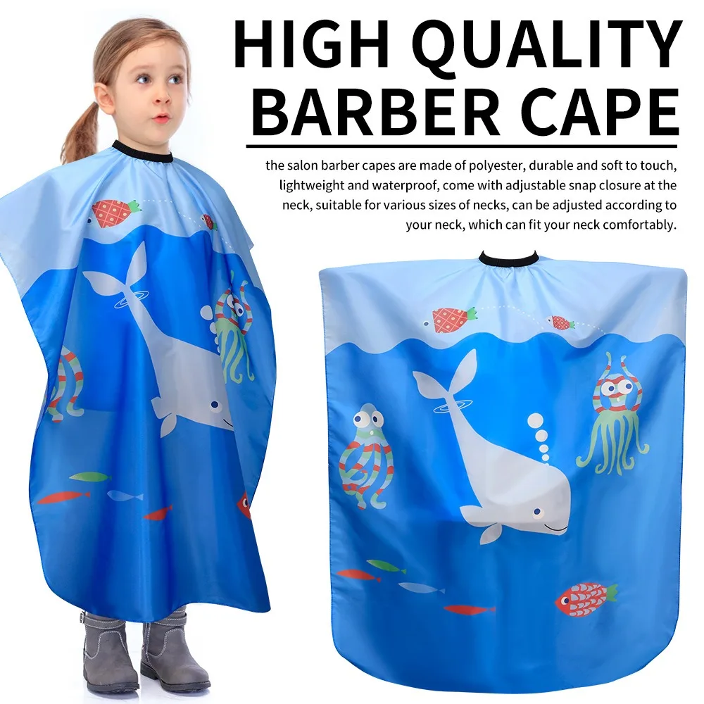 Marine Animal Kids Cartoon Haircut Cape Professional Cute Children Hairdresser Cape Haircutting Soft Waterproof Cutting Gown