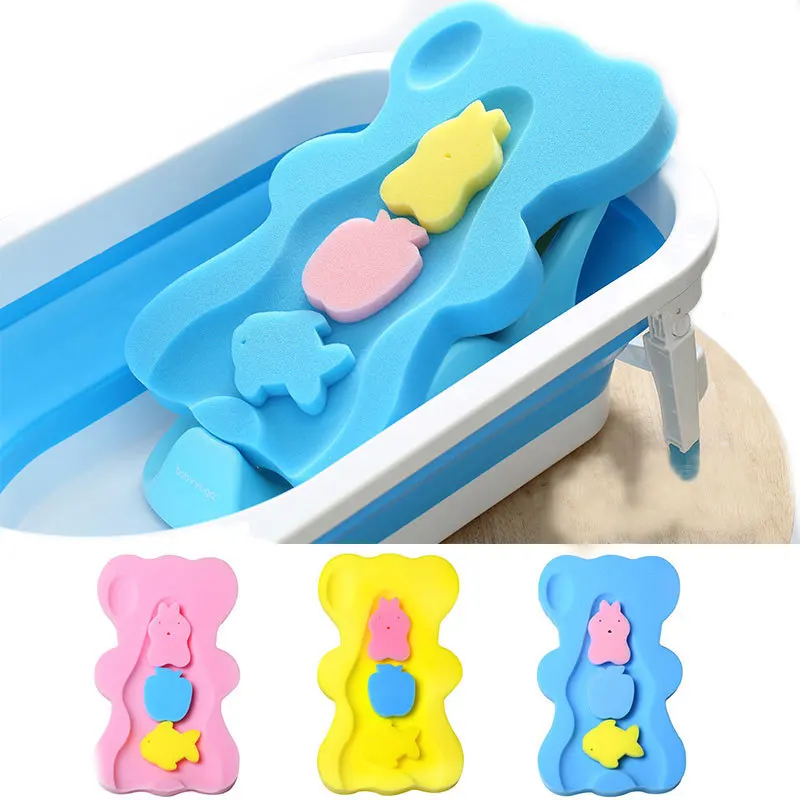 New Sponge Baby Bath Mat Non slip Sponge Mat Anti skid Bathtub Infant Bath Pad Newborn Seat for