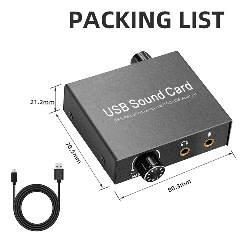 USB-C Sound Card Audio External 3.5Mm Microphone Audio Adapter Soundcard For PS4 PC Laptop Headset USB Sound Card Easy To Use