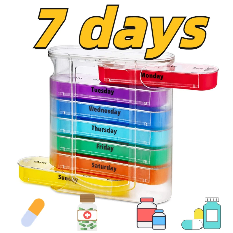 

Weekly 7 Days Pill Box 28 Compartments Organizer Plastic Medicine Storage Moisture Proof Medicine Box for Home Travel Pill Case