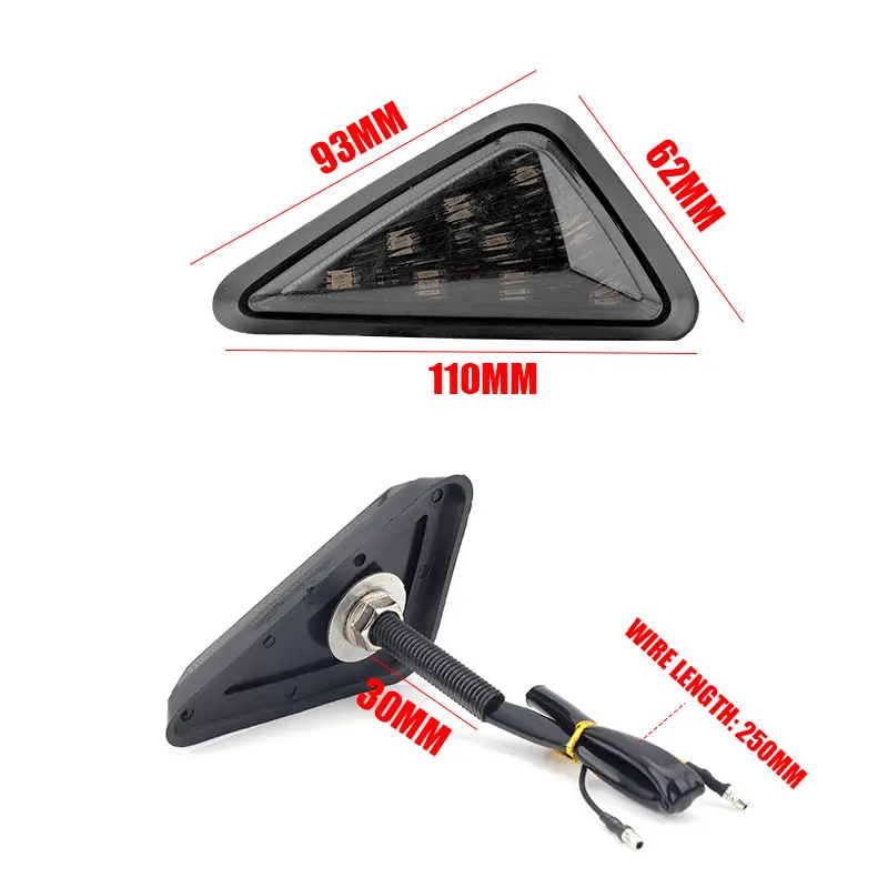 2pcs Motorcycle Led Turning Lamp Smoke Triangle Flush Mount LED Turn Signal Indi