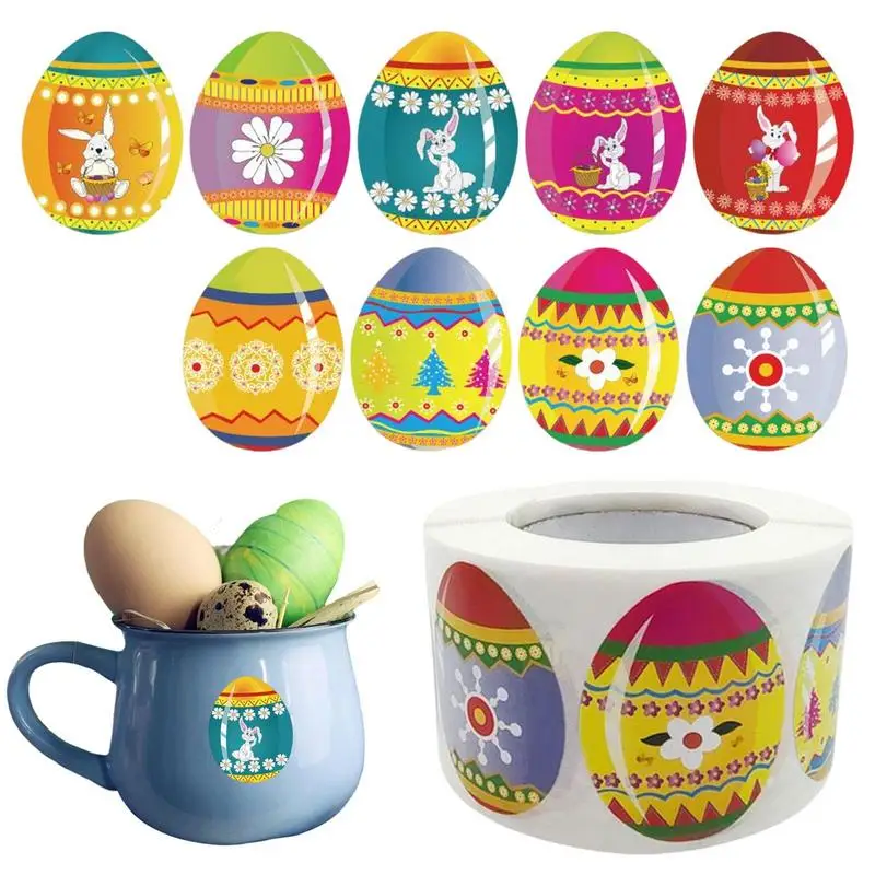 

Easter Theme Stickers Labels Roll 500pcs Children's Easter Animal Egg Stickers Self-Adhesive Decorative Stickers Easter Party