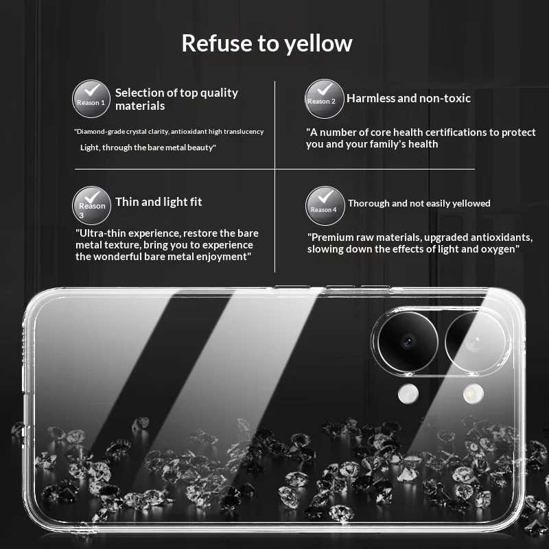 Luxury Crystal Clear Phone Cases - Slim Transparent Shockproof TPU Back Cover