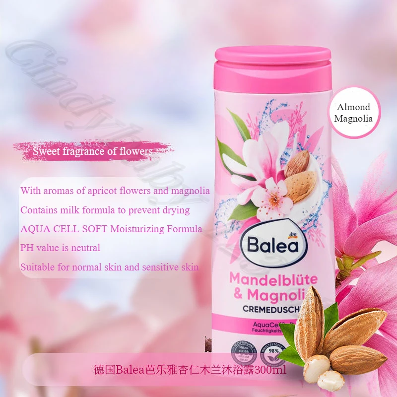 Balea Moisturizing Fragrance Body Wash Honey Coconut Milk Floral Warm and Clean Hydrating Moisturizing Sensitive Skin 300ml