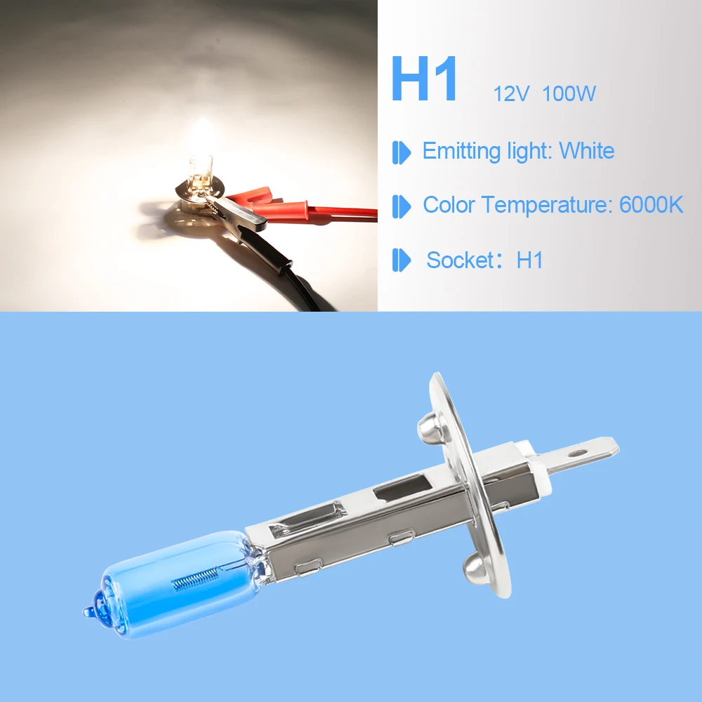 Halogen Headlight Bulb Halogen Headlight Bulb H1 55W/100W 12V Super White Car Headlight Bulbs Lights Long Lasting Fog Lamp 10PCS