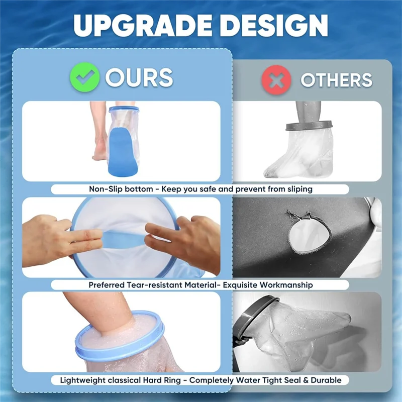 A96I-방수 엑스트라 와이드 레그 캐스트 커버 (샤워용, 미끄럼 방지 바닥, 다리 수술 상처용 다리 보호대)