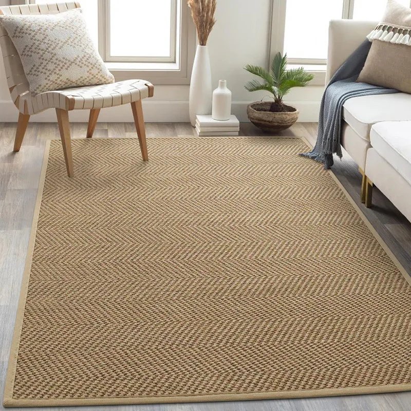 Living Room Carpet Natural Jute Hand Woven Home Decoration Bedroom Rug Wear Resistant Durable Soft Comfortable Breathable Mat