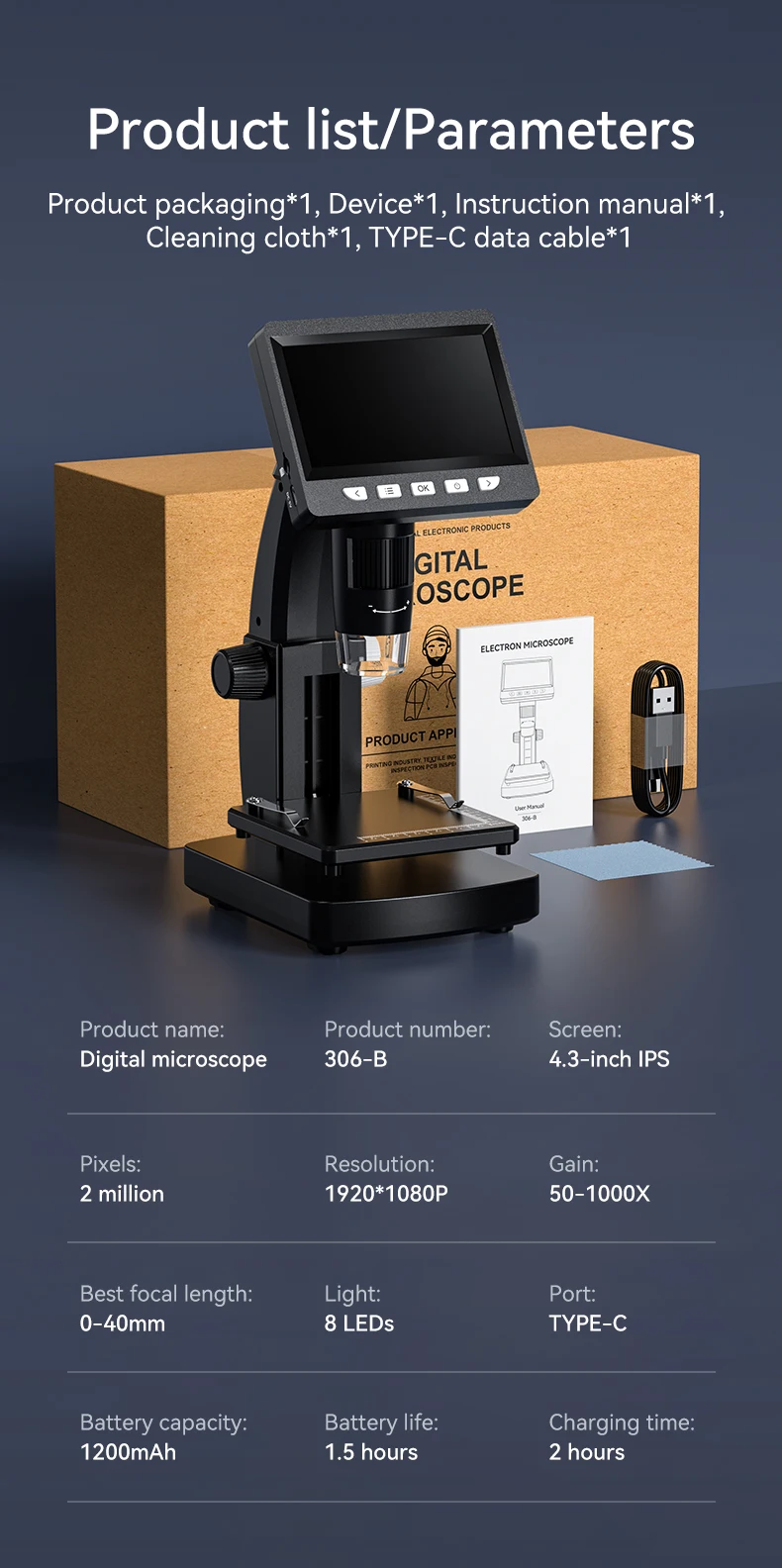 compact usb lcd microscope for home and professional use