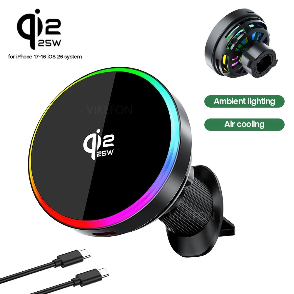 Magnetic 25W Wireless Car Charger & Phone Holder Stand with Fast Charging