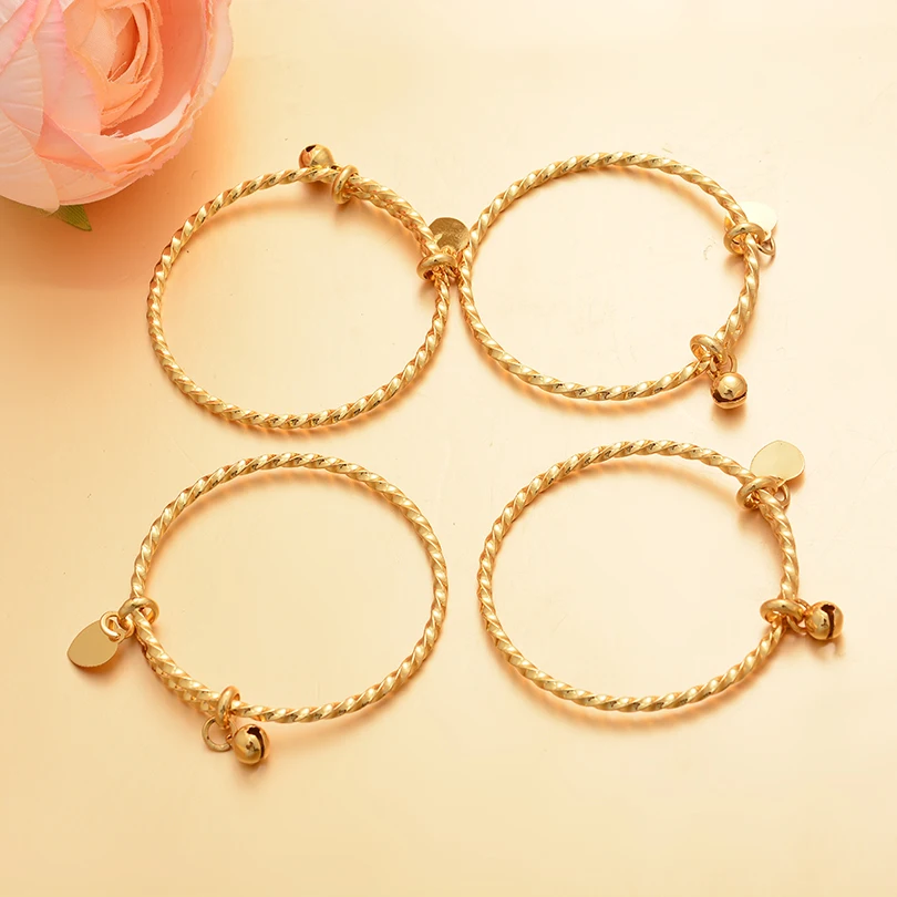 Gold Color Baby Bangles &bracelets Birthday Jewelry Best Gift for Girls Kids Child 5