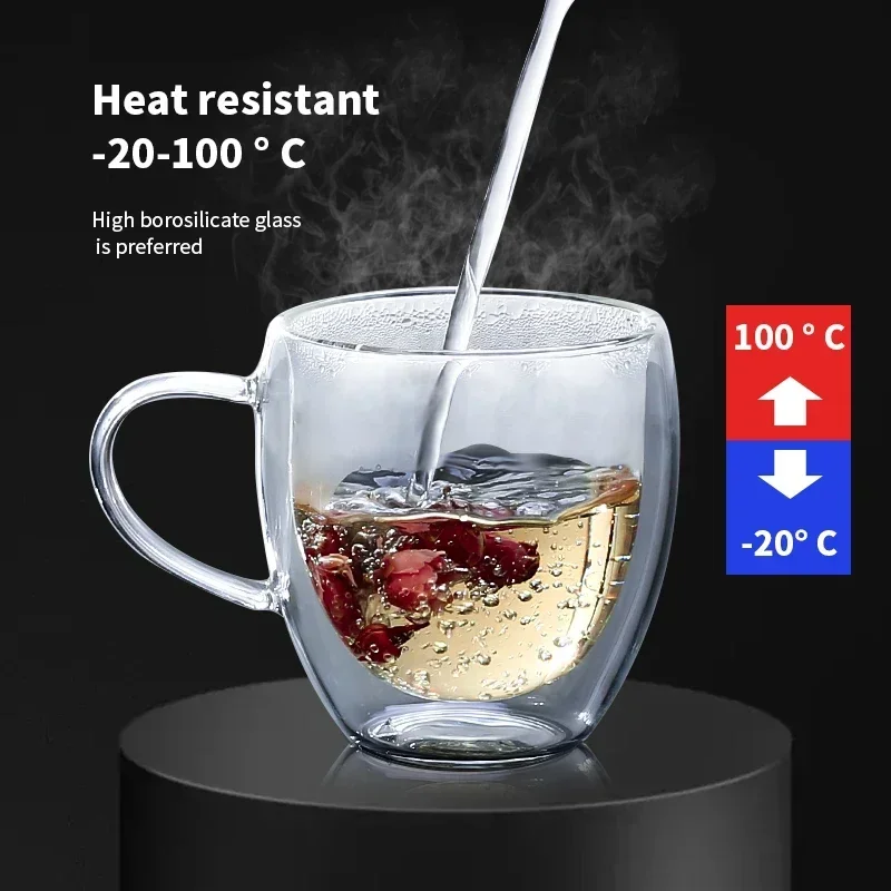 1-6 pces 80-450ml resistente ao calor dupla parede chá copo de vidro cerveja café artesanal criativo bebida fria transparente conjunto de drinkware