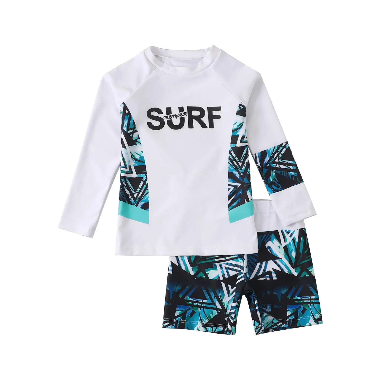 

Kid Boys Swimsuit SunProtection Rash Guard Outfit Long Sleeve Stretchy Top Shorts Sets Swimming Surfing Suit Beachwear Rashguard