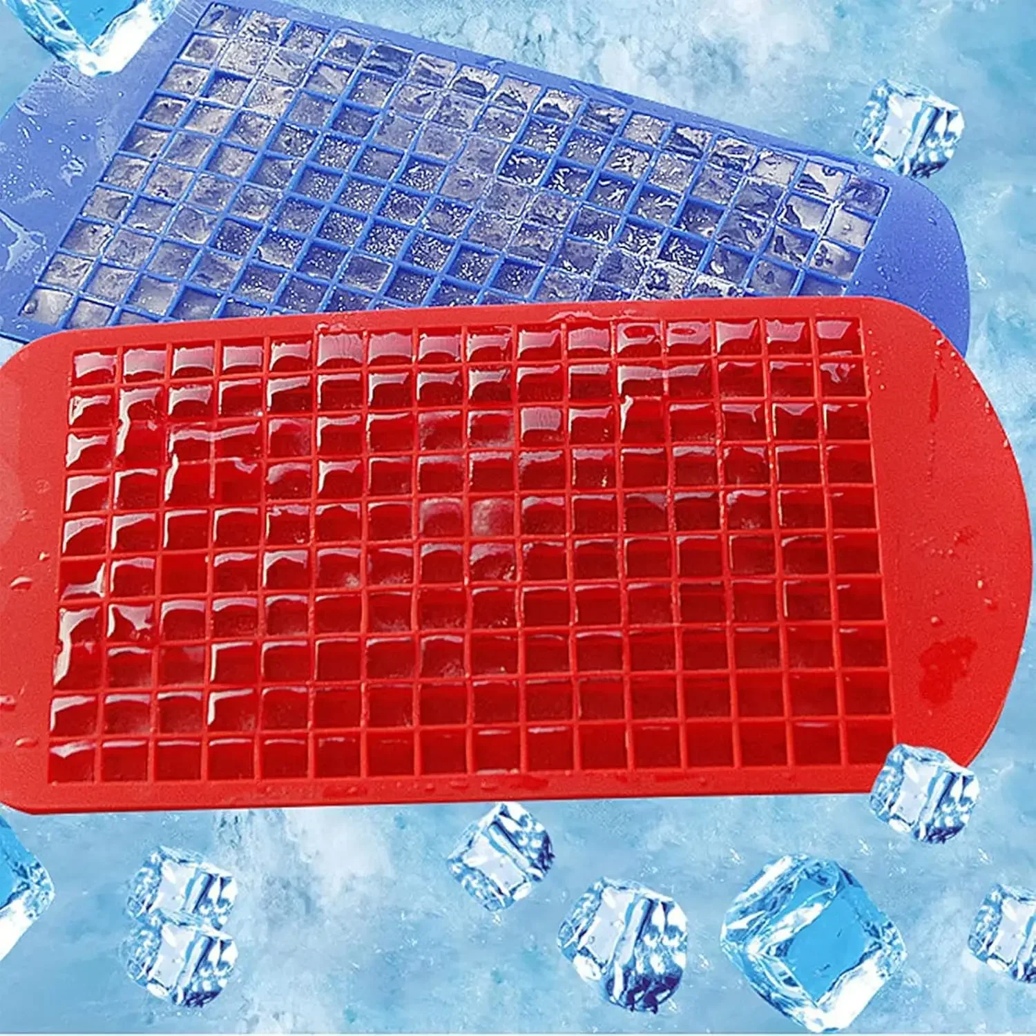 Mini-Eiswürfelschalen aus Silikon, klein, 1 cm, stapelbar, leicht zu lösen, 160 zerkleinerte Eiswürfelformen, winzige, zerkleinerte Eiswürfel-Maker-Form – Detail 7