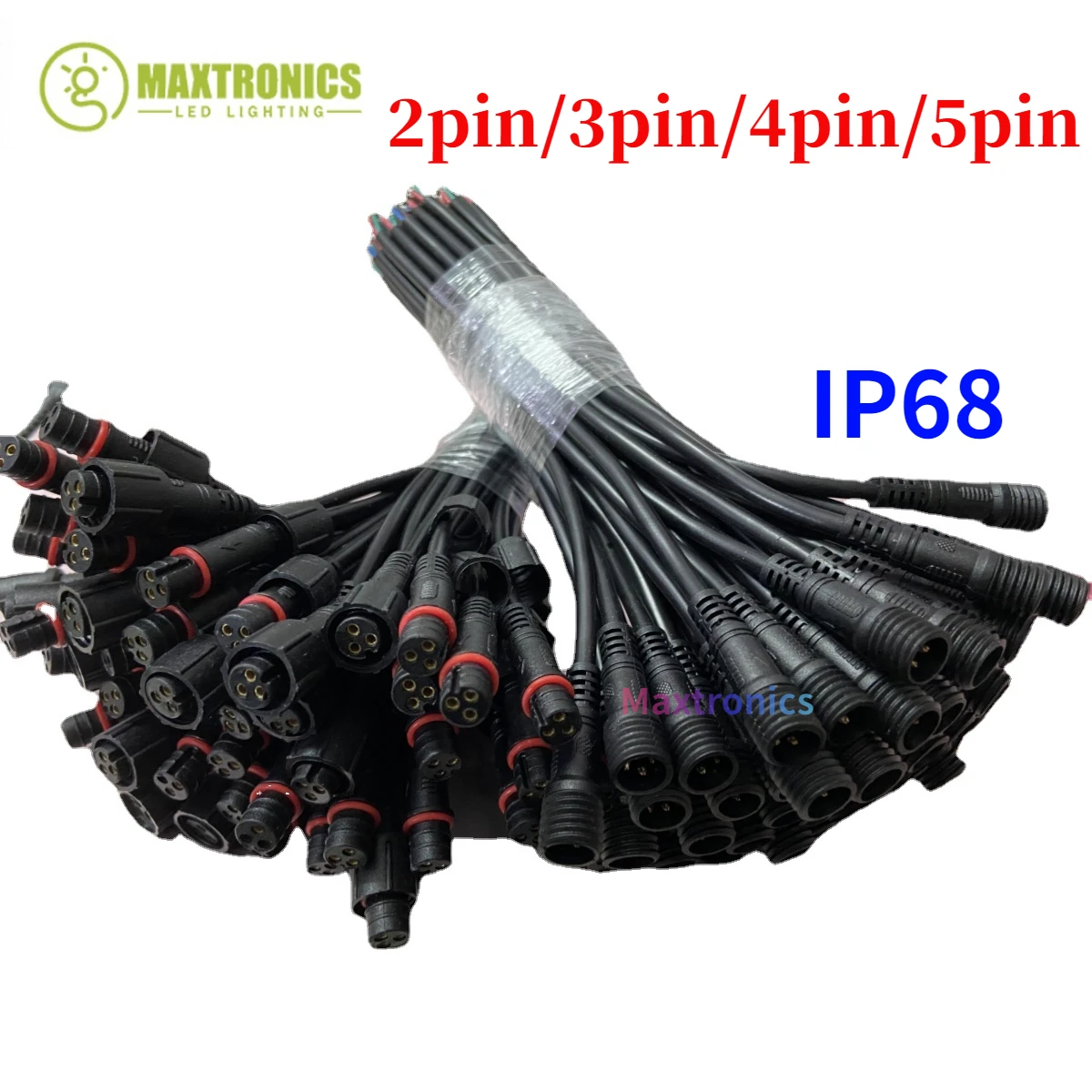 ขั้วต่อ LED กันน้ำ5/10คู่ตัวผู้กับตัวเมีย IP68ปลั๊กตัวแปลง2/3/4พิน/5Pin สายเคเบิลสีดำ20ซม. สำหรับโมดูลไฟแถบไฟ LED 1