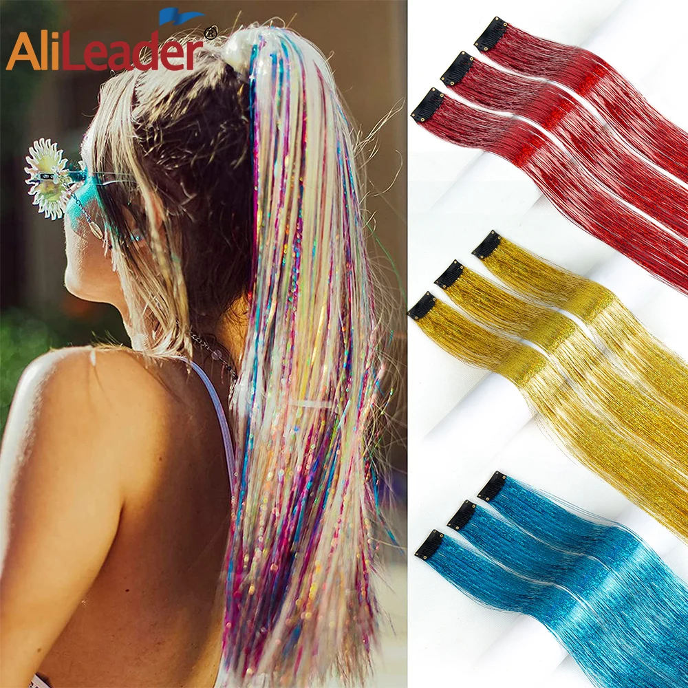 

Clip In Hair Tinsel Fairy Hair Tinsel 5Pcs 15Colors Glitter Colorful Clip On Tinsel Hair Extensions For Girls Hair Accessories