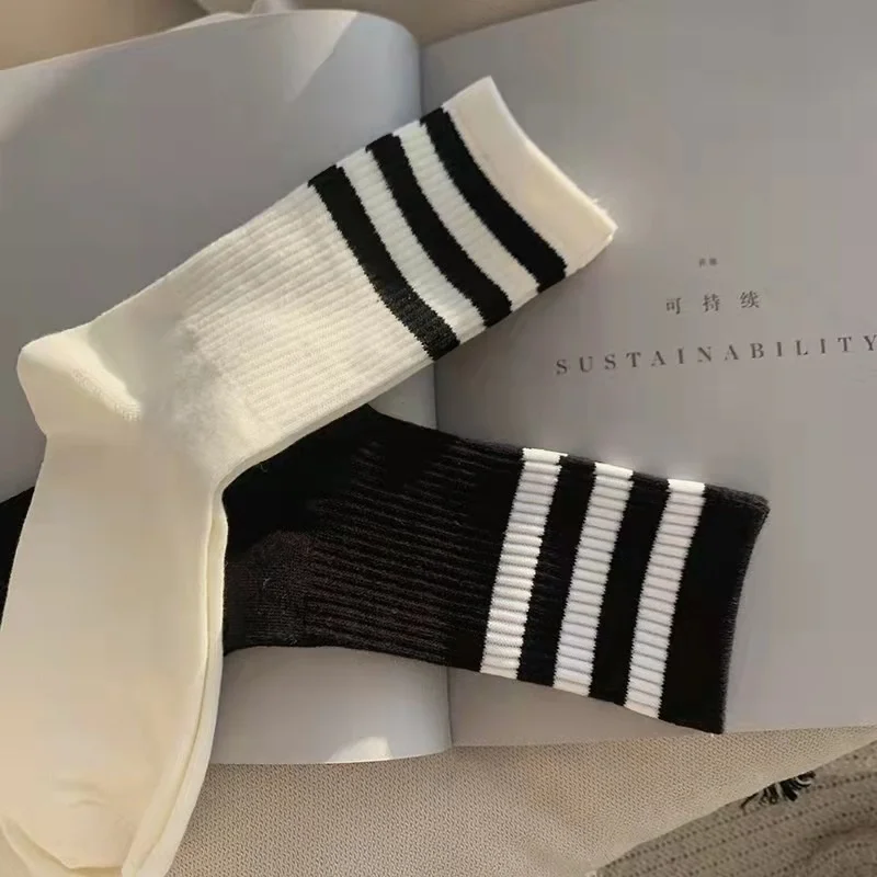 

Hip Street Socks Skateboard Sale Hop 2022 Striped Fashion Hot Mid Tube Socks Solid Color Breathable Cotton Socks