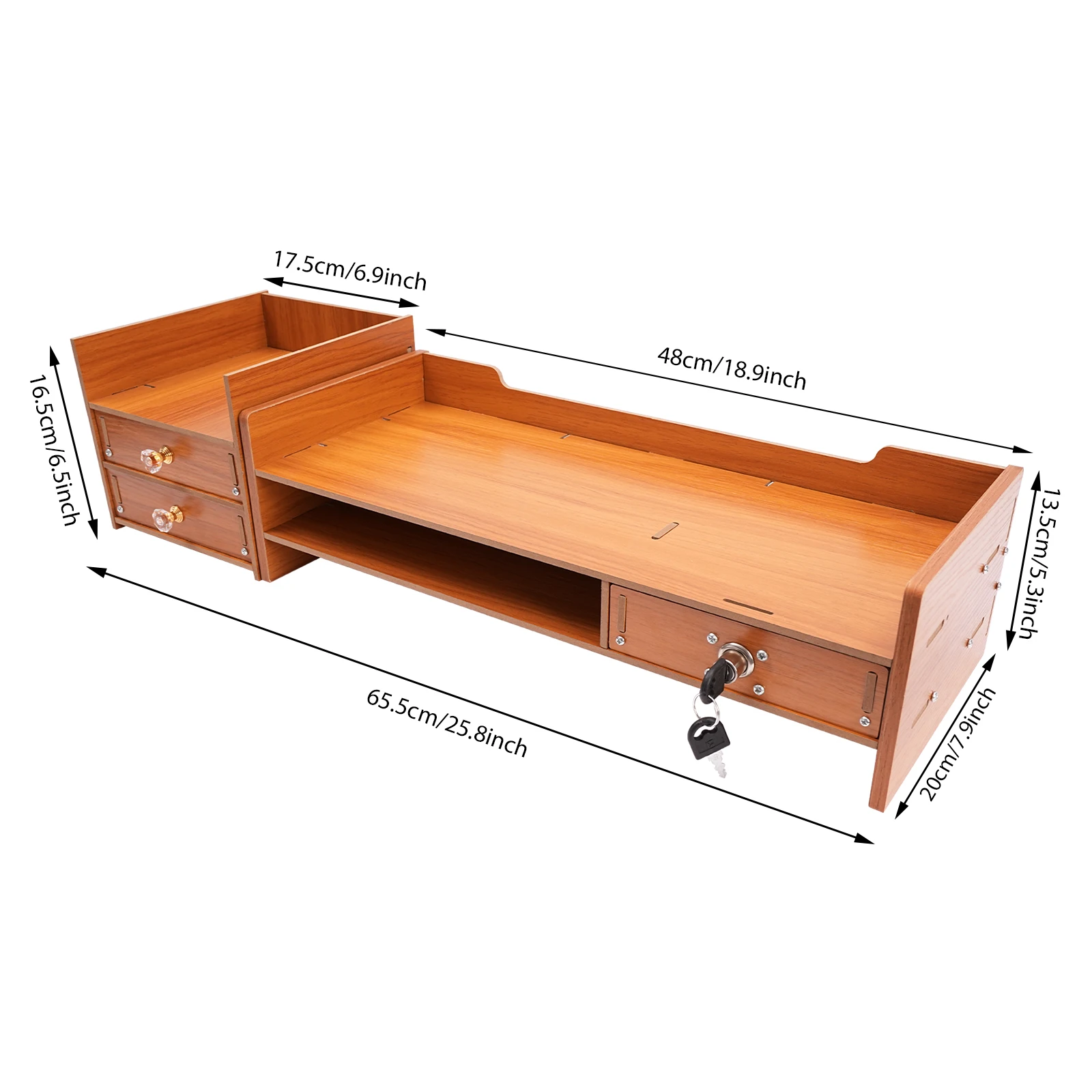 Computer Monitor Stand, Space-Saving, MDF, Computer Rack with Drawers for Study Office 6